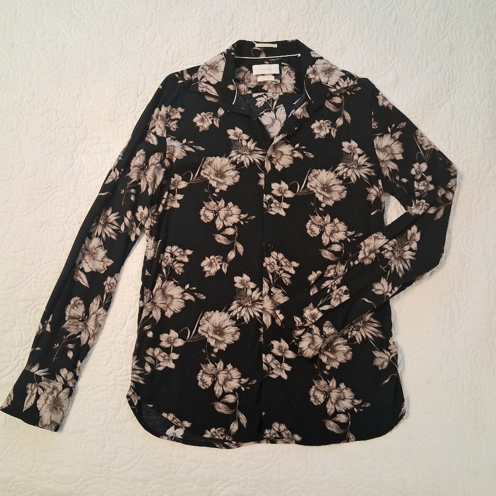 Porter And Ash Black And Tan Soft Button Up Long Sleeve Shirt